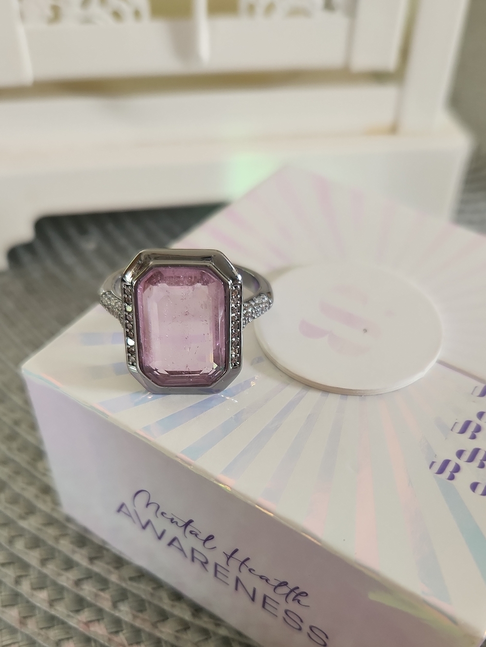 bp Color Changing Sz 9 Ring Light Amethyst To Pink Tourmaline Hematite Plating